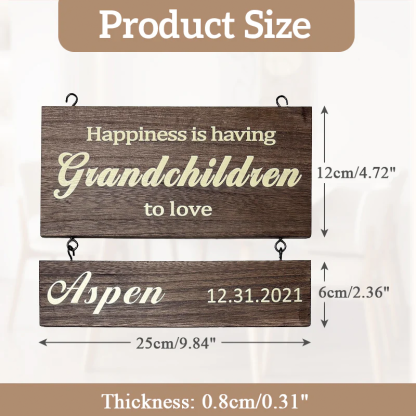 Personalized Wooden Name Sign Custom Grandkids Hanging Signs Engraved Family Name and Date Sign Personalized Gift for Grandparents