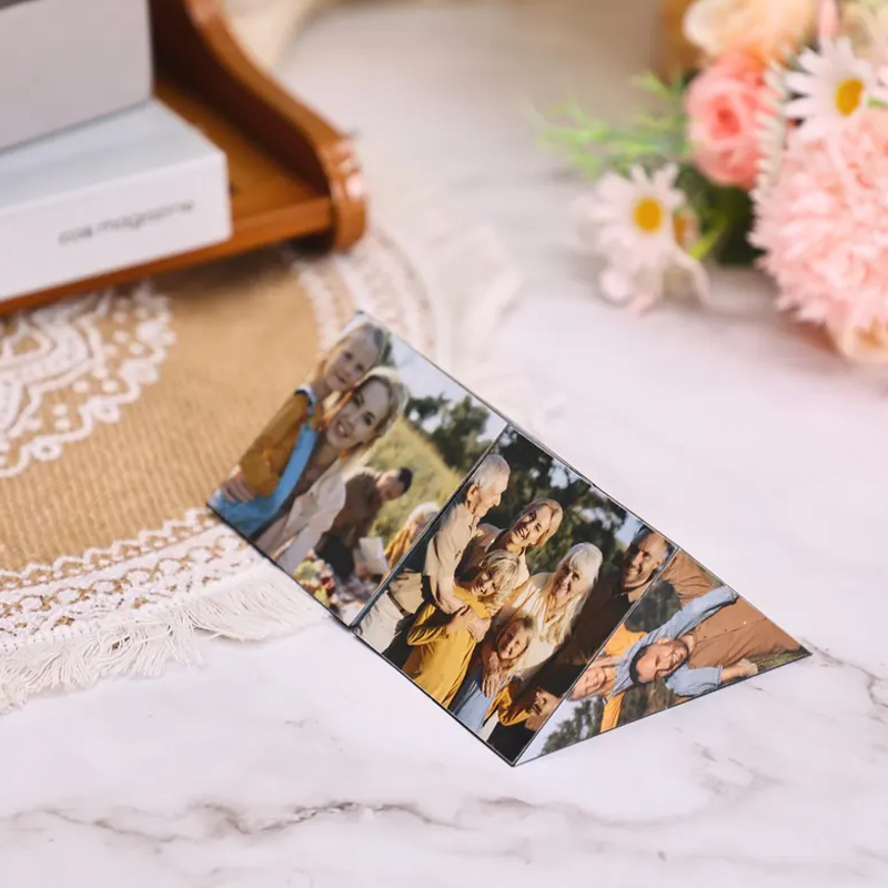 Personalized Wooden Photo Prisma Cube 15 Photos Folding Photo Rubic's Cube Valentines Day Gift Anniversary Gift