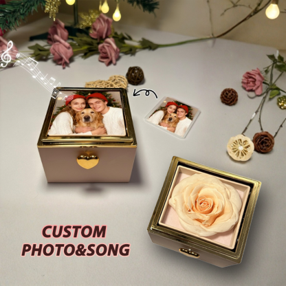 Custom Music Box Can Play Whole Song Valentine's Day Gifts Personalized Photo and Song Preserved Rose Flip Box Anniversary Gifts