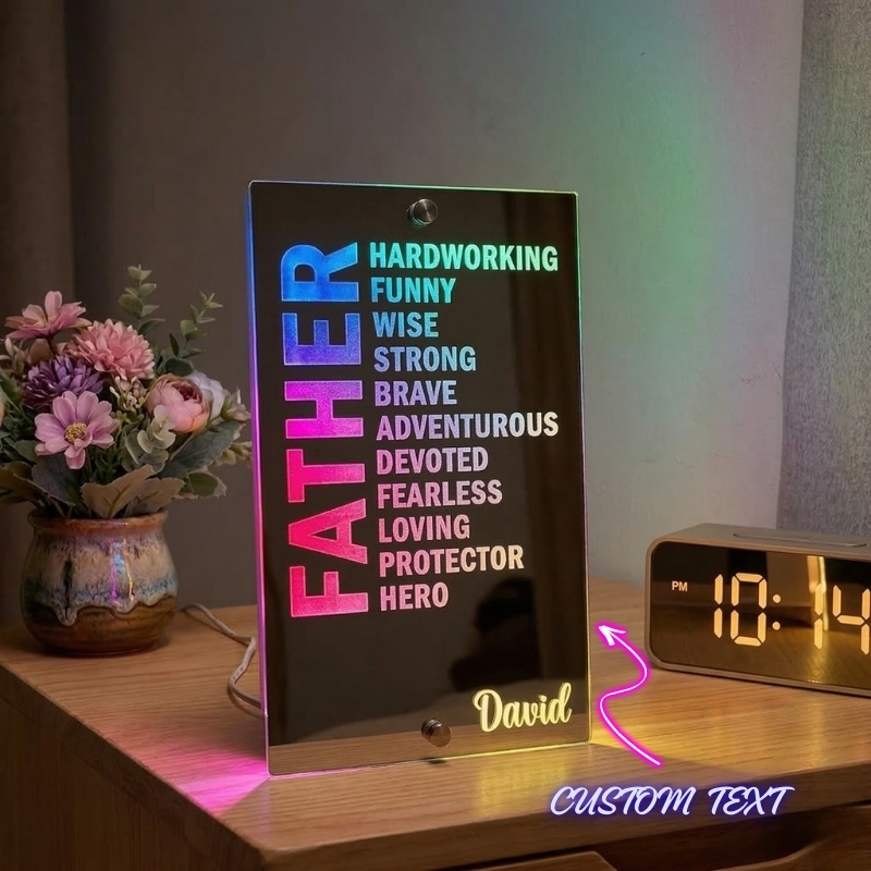 This Is My Father Personalized Name Mirror Light Custom Mirror Lamp Father's Day Gift