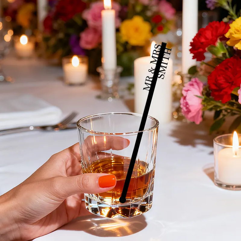 Custom Drink Stirrers Personalized Name Monogram Wedding Cocktail Stir Sticks Wedding Party Favors