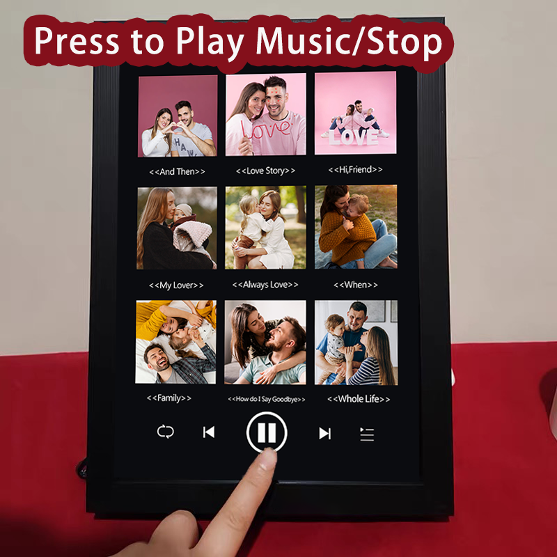 Custom Nine Songs Picture Frames Night Light with Personalized Photo Music Player (can play nine whole song)