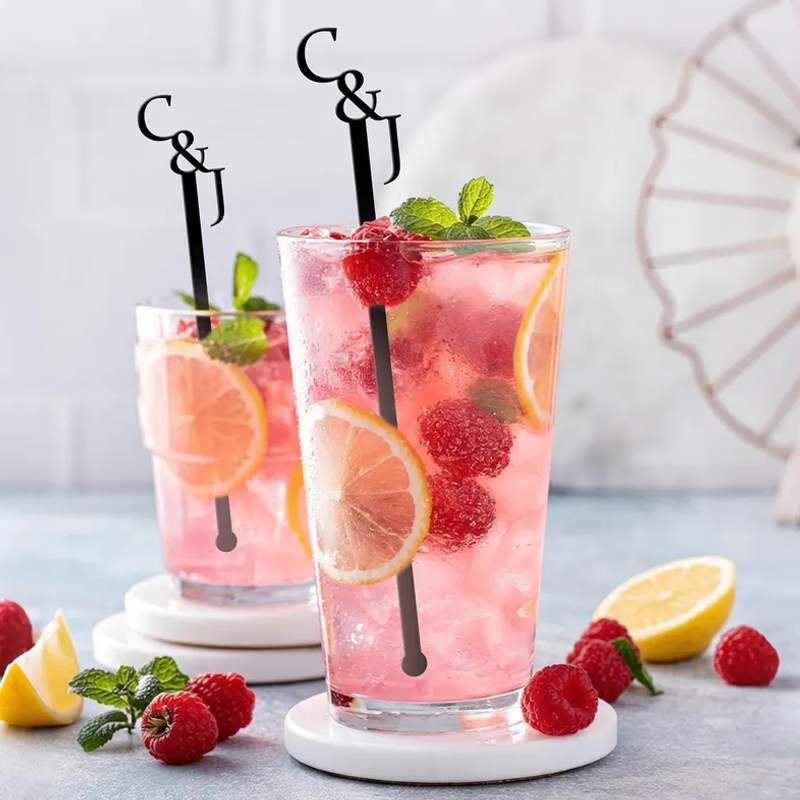 Custom Drink Stirrers Personalized Name Monogram Wedding Cocktail Stir Sticks Wedding Party Favors