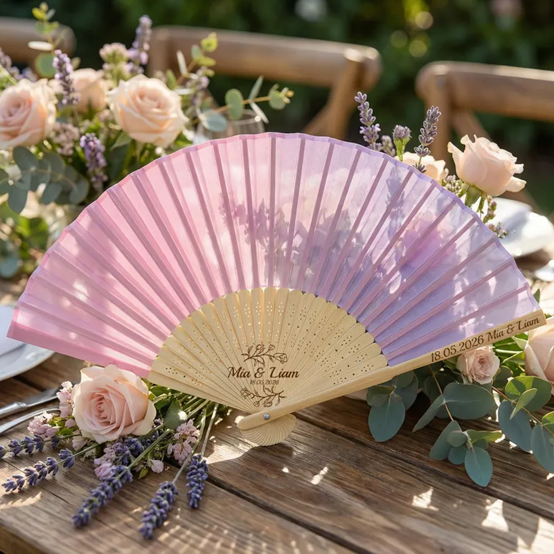 Personalized Folding Fans for Weddings Custom Engraved Hand Fan Bridesmaid Gift Set of 6 Bridal Shower Party Favors