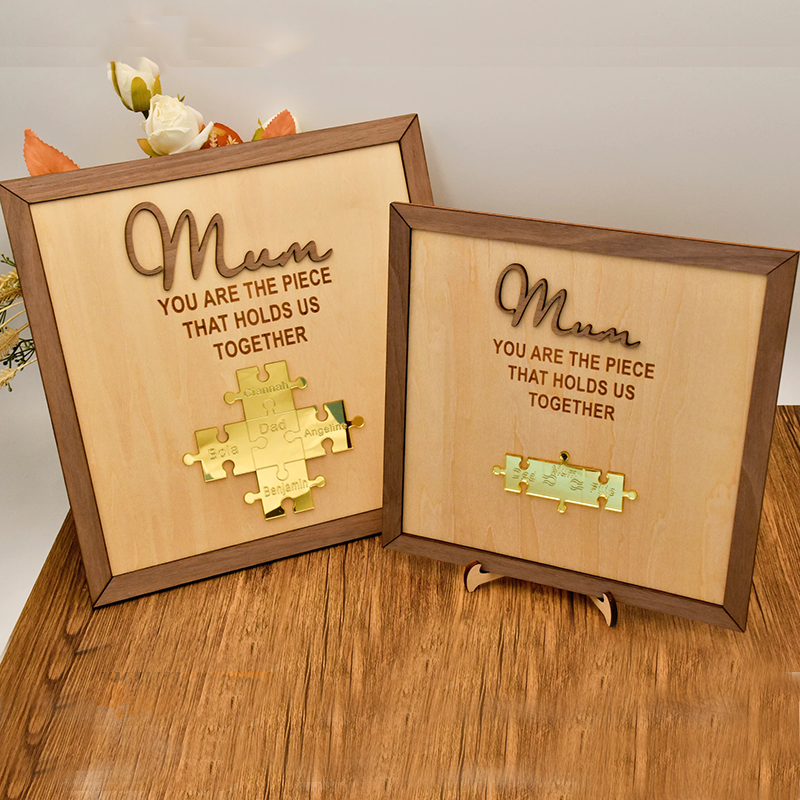 Personalized Name Wooden Puzzle Custom Sign Mom You Are the Piece That Holds Us Together Mom Gifts