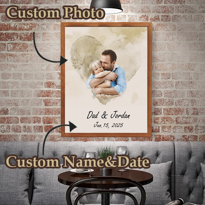 Personalized Watercolor Family Portrait from Photo Custom Painting Photo Frame Family Gifts for Father
