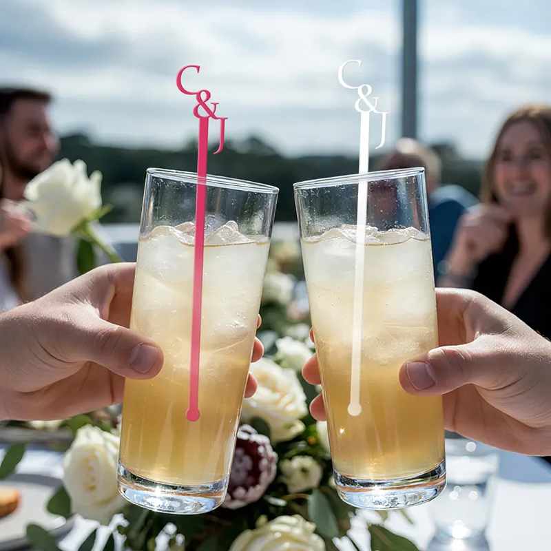 Custom Drink Stirrers Personalized Name Monogram Wedding Cocktail Stir Sticks Wedding Party Favors