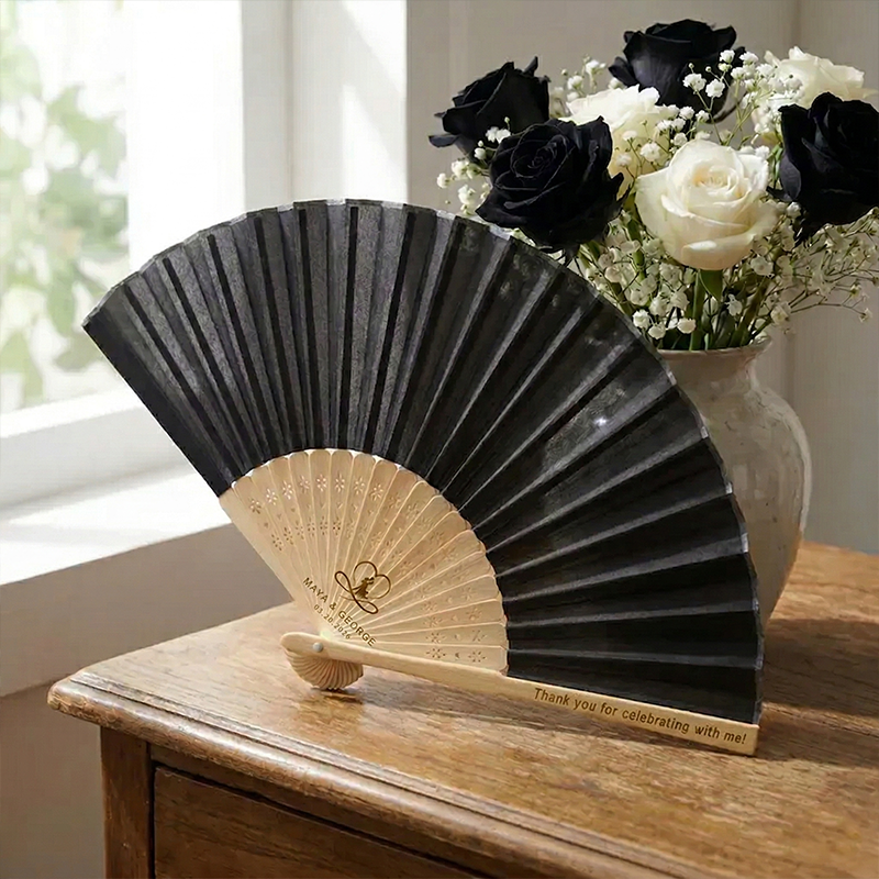 Personalized Folding Fans for Weddings Custom Engraved Hand Fan Bridesmaid Gift Set of 6 Bridal Shower Party Favors