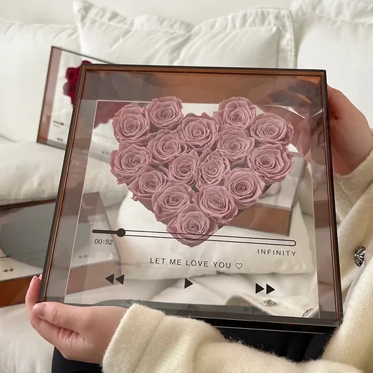 Preserved Flower Love's CD Transparent Acrylic Rose Flower Box Romantic Anniversary Gift For Girlfriend