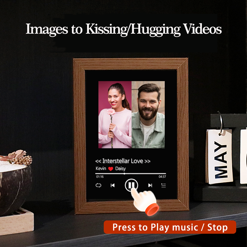 Personalized AI Kissing Video Photo Frame with Custom Whole Song AR Frame Personalized Music Player (Can Play Whole Song)