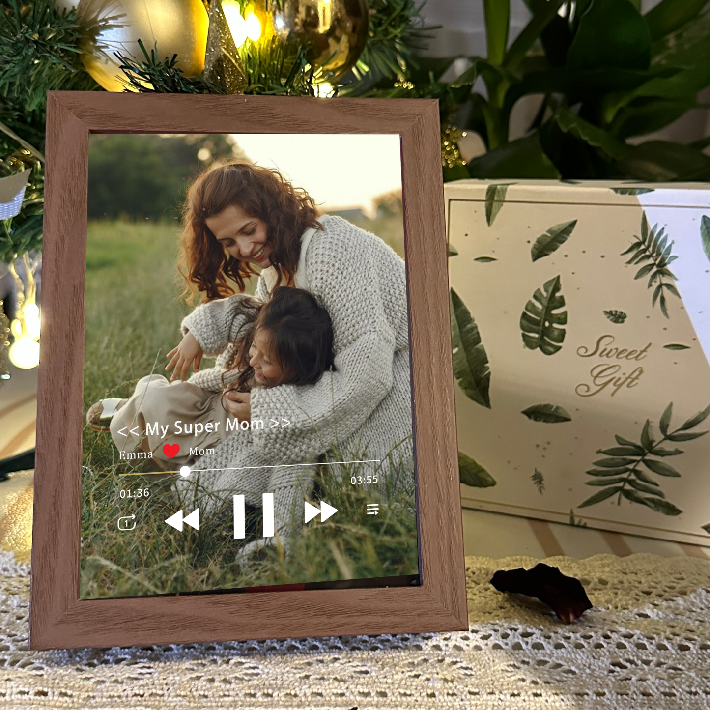 Photo Frame with Music Custom Whole Song Frame Personalized Music Player Mother's Day Gifts (Can Play Whole Song)