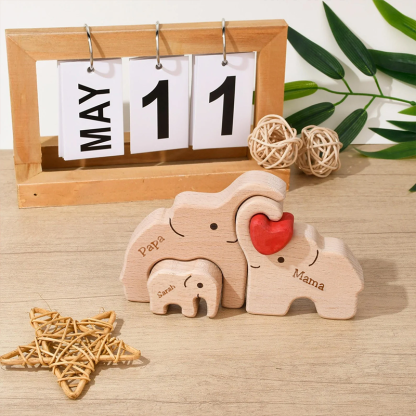 Personalized Wooden Bear Family Name Puzzle Engraved Wooden Custome Animal Family Gift for Parents & Kids