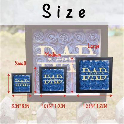 Personalized Flower Shadow Box Custom 1-5 Names Rose Frame Fathers Day Gift for Dad