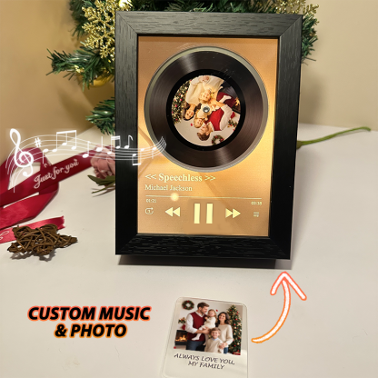 Custom Whole Song Photo Frame with Music Christmas Gifts Personalized Rotating Vinyl Night Light Music Player (Can Play Whole Song)