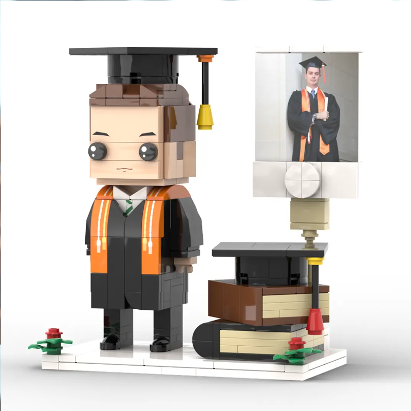 Full Body Customized Brick Figure with Photo 1 Person Graduation Season Theme Figure Custom Graduation Gift for Students