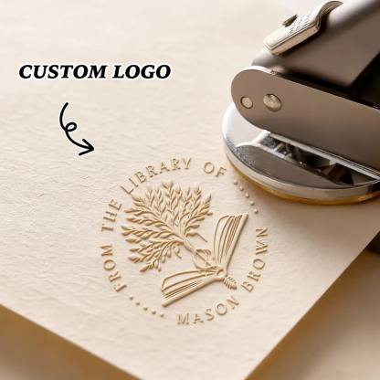 Custom Metal Book Embosser for Book Lover Gifts Handheld Personalized Embosser Book Stamp Library Stamp Gift for Readers, Teachers & Home Libraries