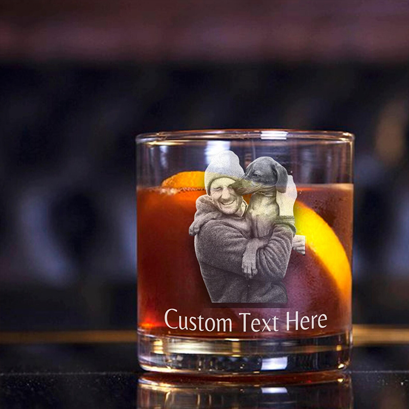 Personalized Engraved Photo Glass Custom Logo Whiskey Glass with Your Photo Gift for Father