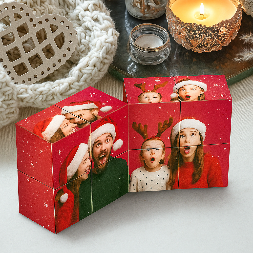 Custom Wooden Multiphoto Rubic's Cube Christmas Gifts Infinity Magic Photo Cube Personalized 9 Photo