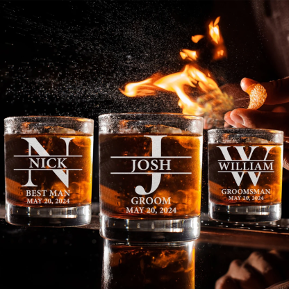Custom Whiskey Glasses Groomsmen Engraved Bourbon Glasses Best Man Gift Wedding Shot Glasses
