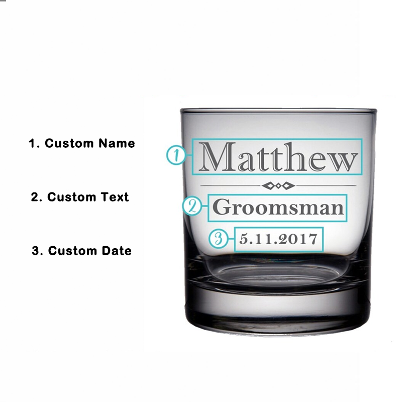 Personalized Whiskey Glasses Engraved Name Bourbon Glasses Groomsman Gifts for Wedding Party