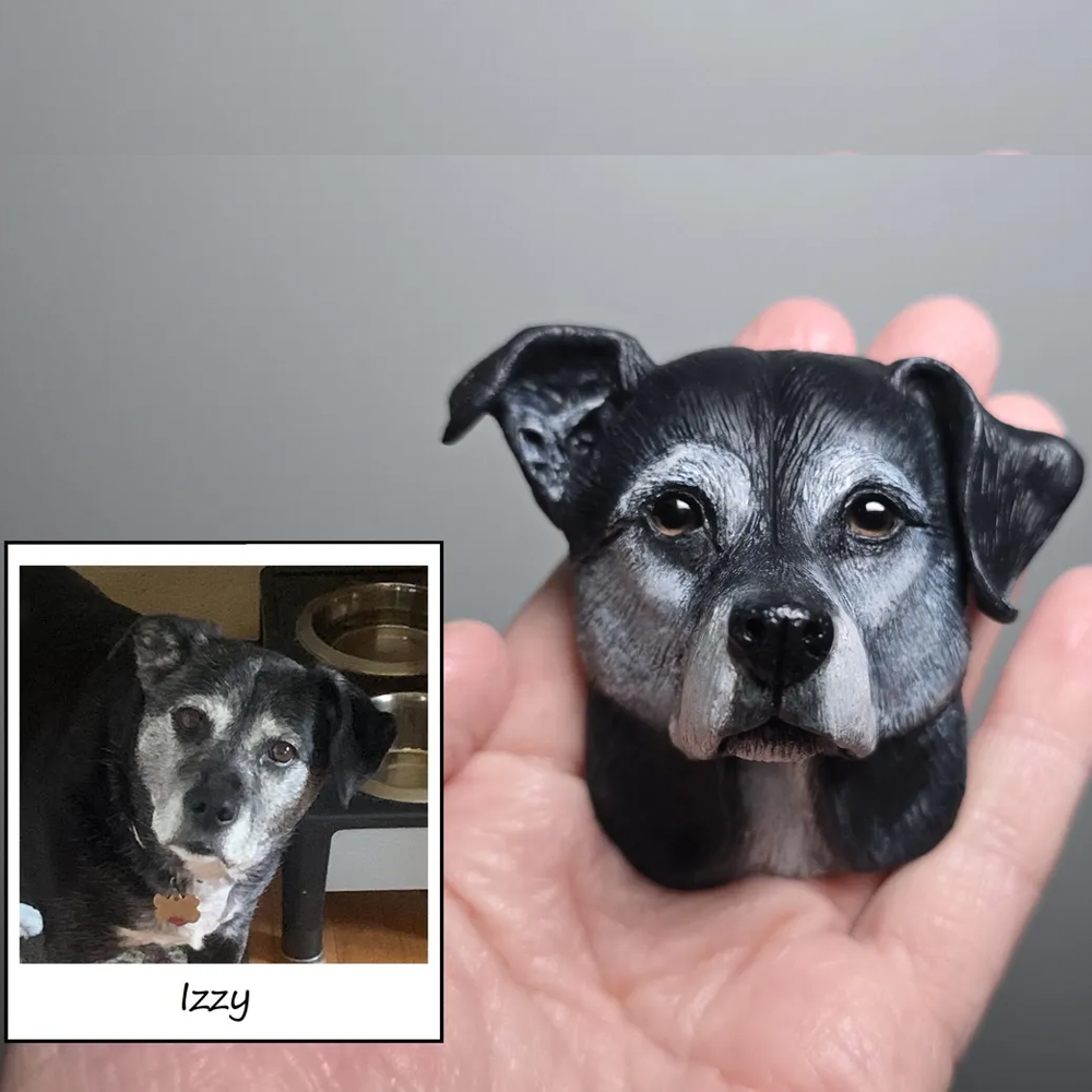 Handcraft Custom Realistic Pet Portrait Fridge Magnet Personalized 3D Cat or Dog Head Sculpture Clay Magnet Memorial Pet Gifts