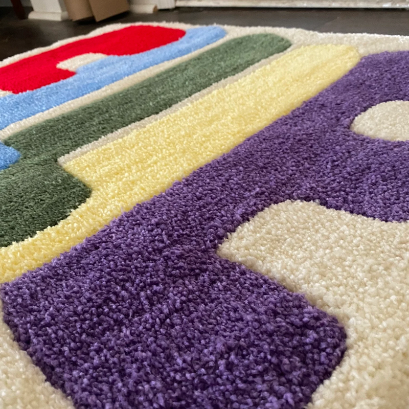 Handcraft Personalized Tufting Rug with Name Punch Needle Dorm Decor Gift for Teens