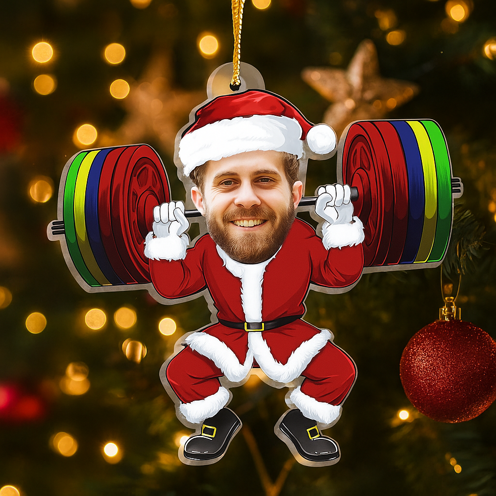 Merry Liftmas Personalized Gym Photo Ornament Custom Fitness Christmas Gift for Bodybuilders and Workout Lovers