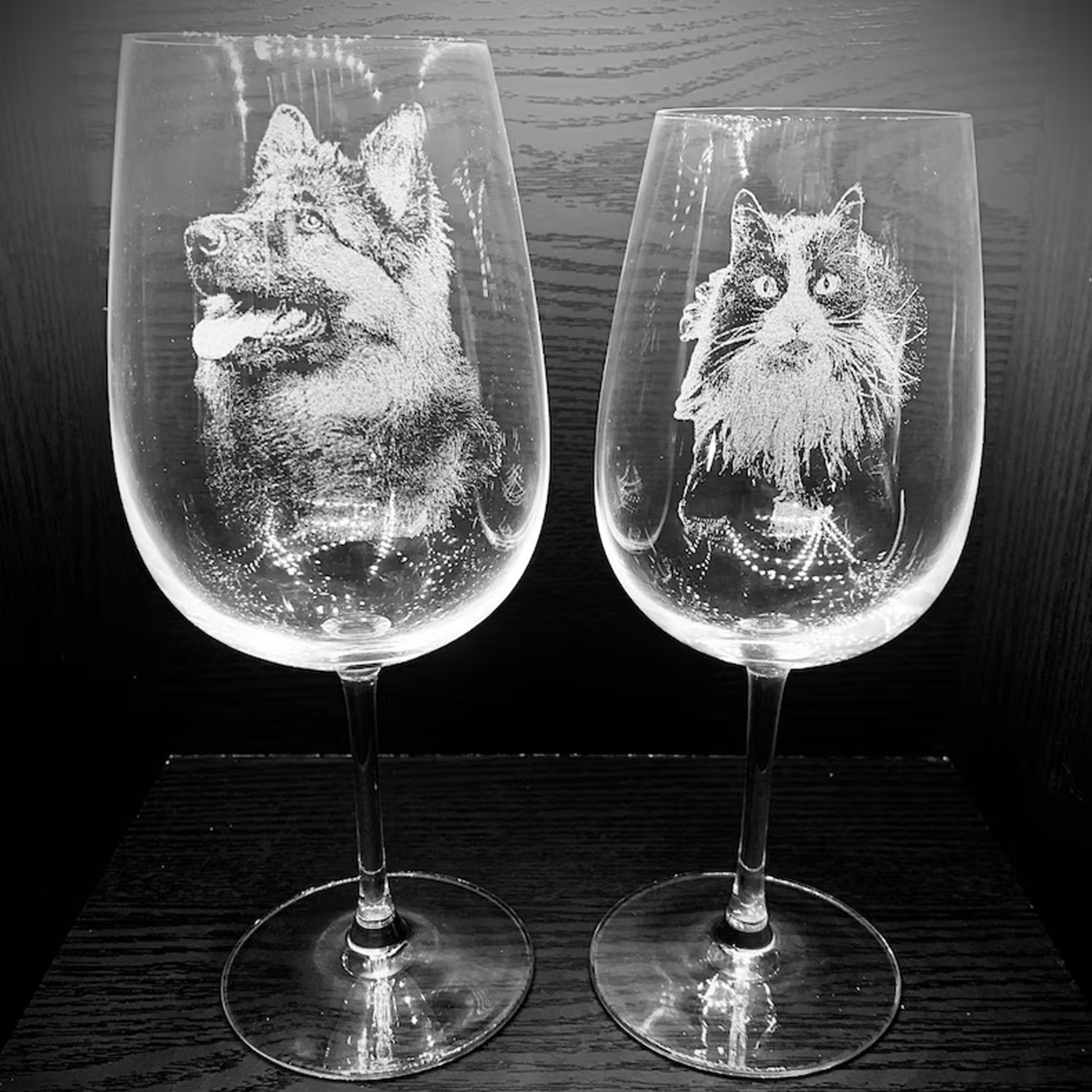 Custom Etched Photo Engraved Wine Glass Personalized Portrait Picture Glass Memorial Gift