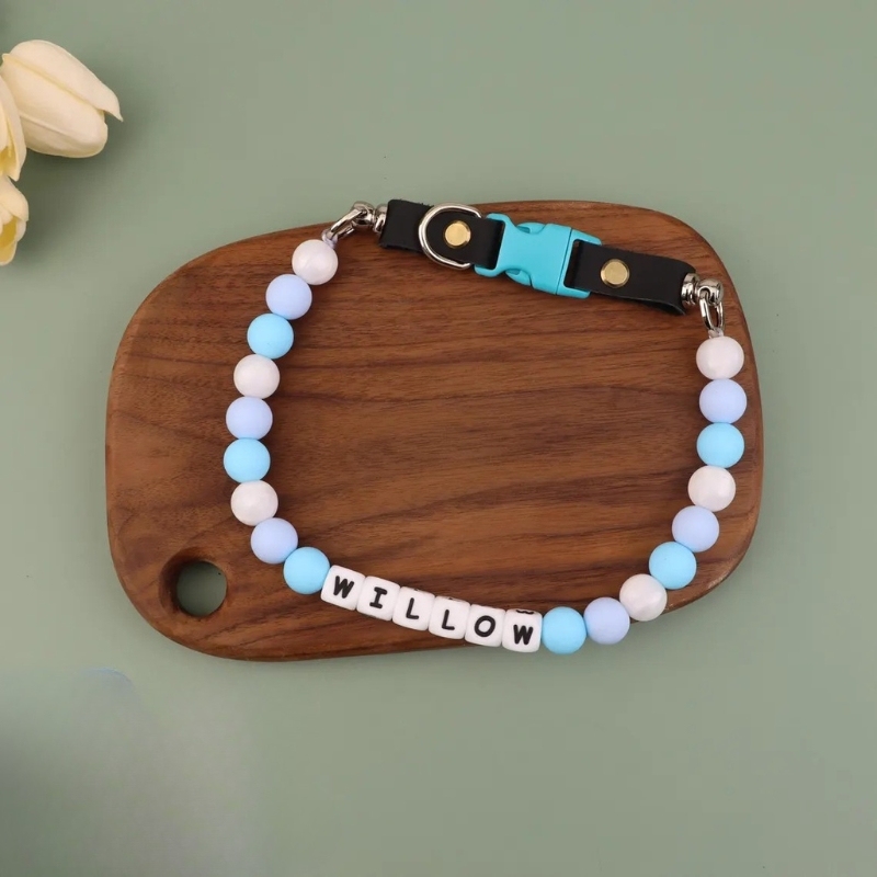 Personalized Beaded Name Dog Collar Durable Waterproof Dog Collar Handmade Gift for Pet Lover