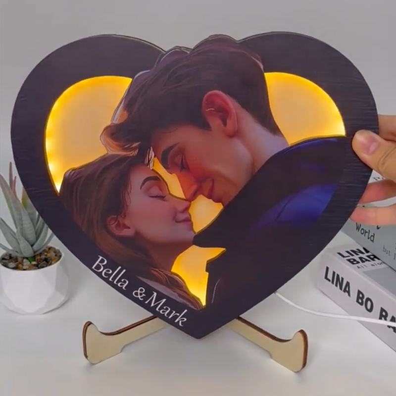 Personalized Cartoon Portrait Pixar Inspired LED Night Lights with Base Engraved Lamp Anniversary Gifts