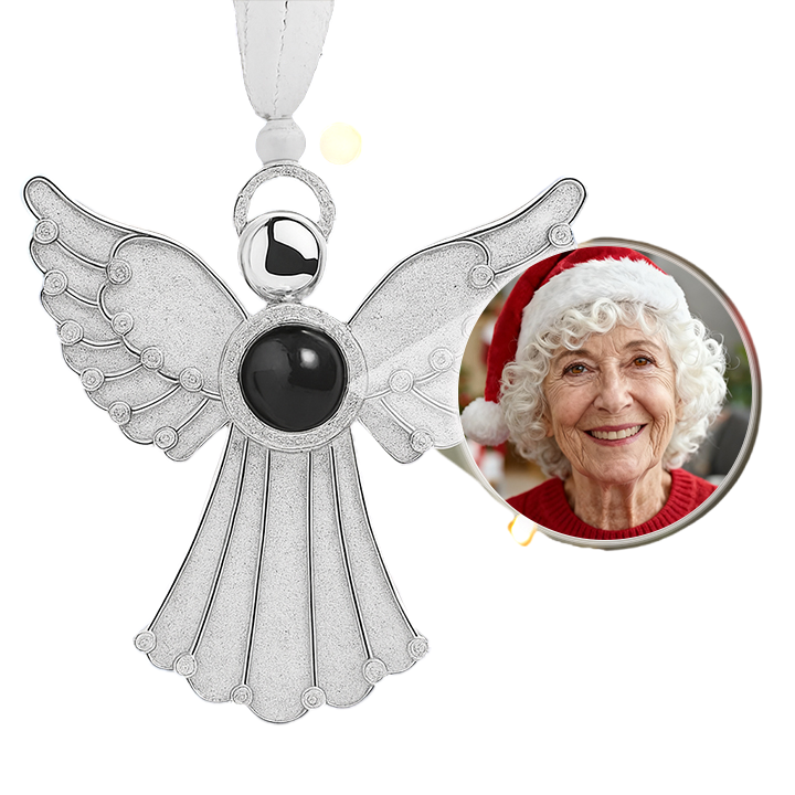 Personalized Angel Embrace Photo Projection Ornaments with Picture Ins