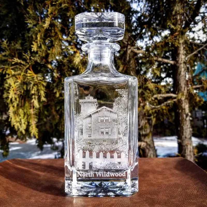 Custom Etched Photo Whiskey Glass Decanter Personalized Laser Bourbon Bottle Anniversary Gift