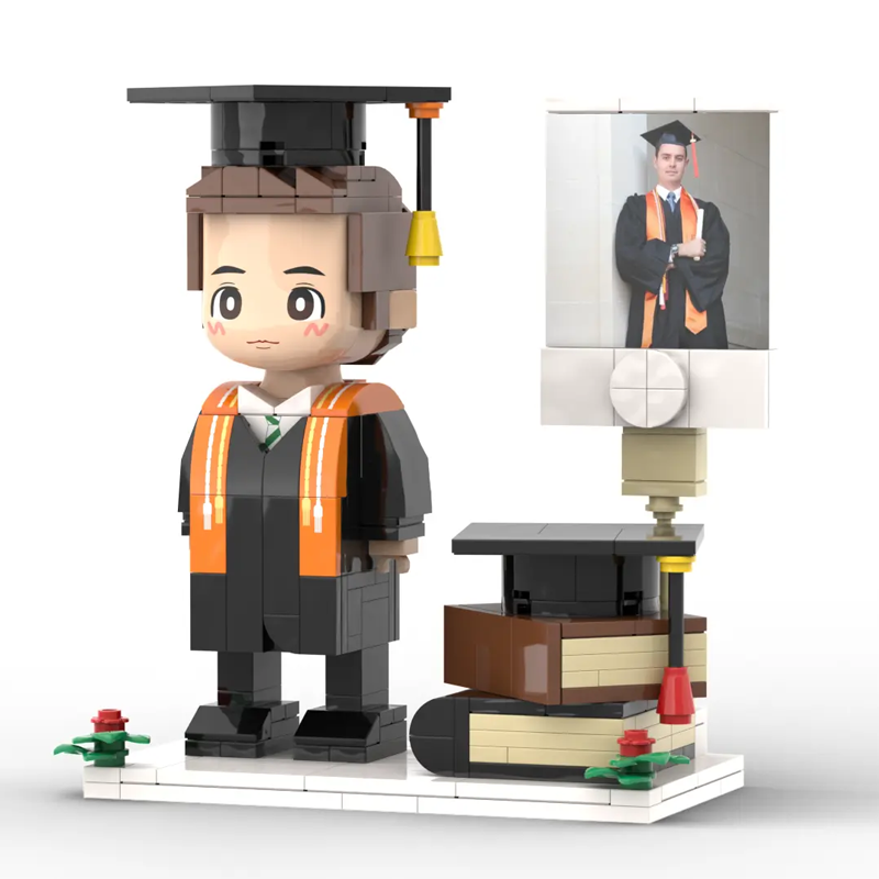 Full Body Customized Brick Figure with Photo 1 Person Graduation Season Theme Figure Custom Graduation Gift for Students