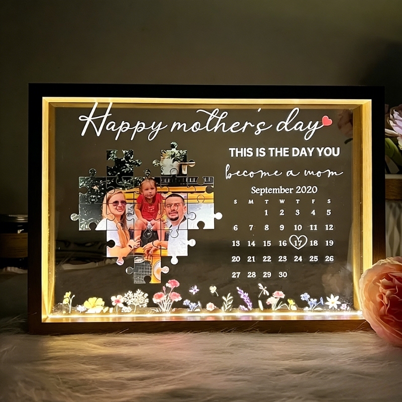 Personalized Photo and Date Birth Night Light Frame Box the Day You Be