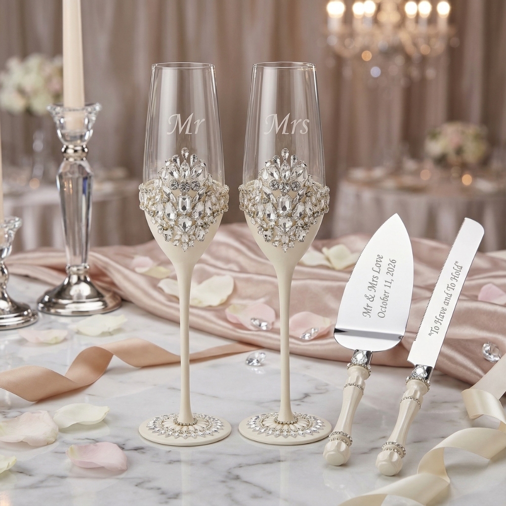 Personalized Wedding Champagne Flutes Custom Champagne Flutes for Wedding Party Wedding Gift for Couple