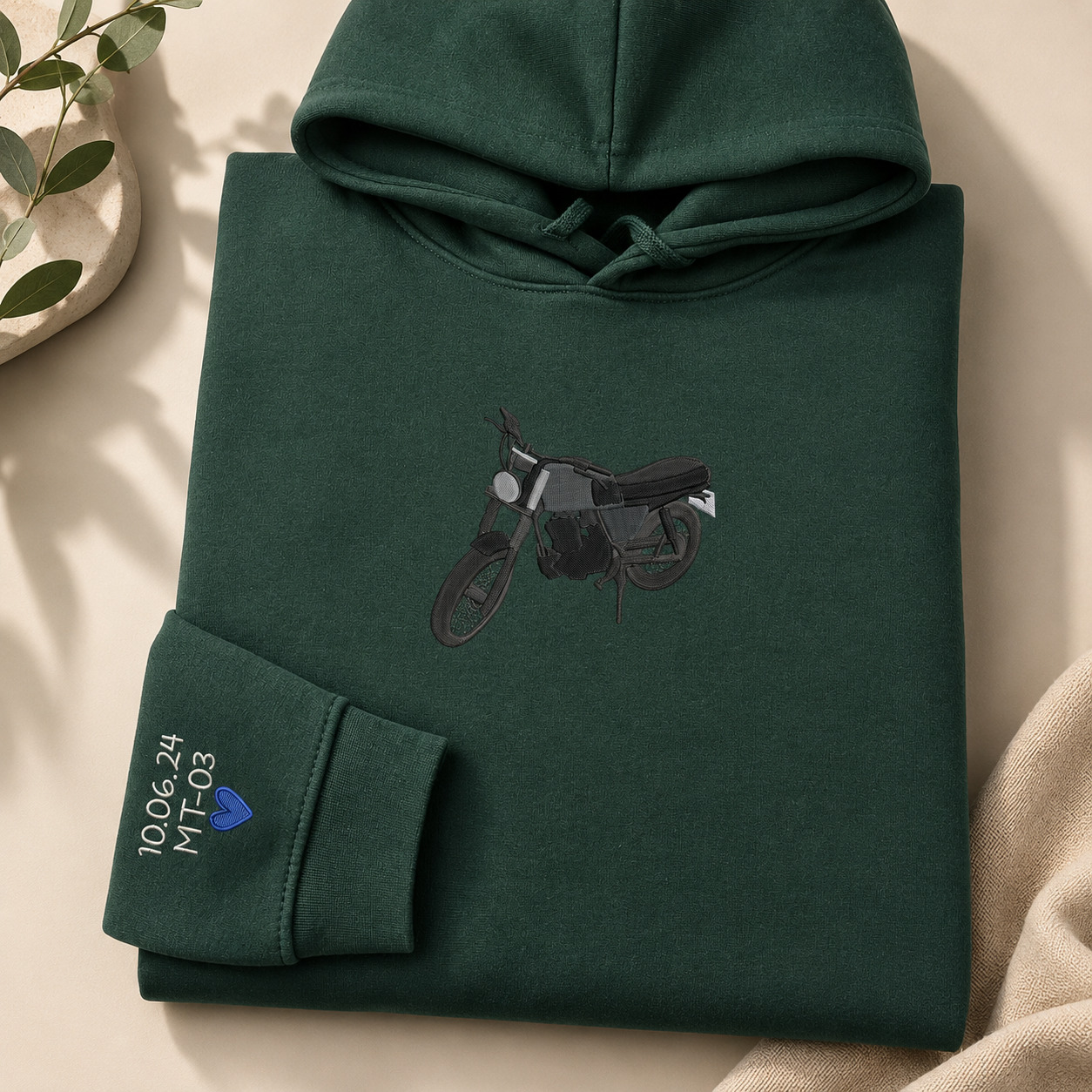 Personalized Motorcycle Photo Hoodie Custom Embroidered Car Sweatshirt Car Lovers Gift for Dad