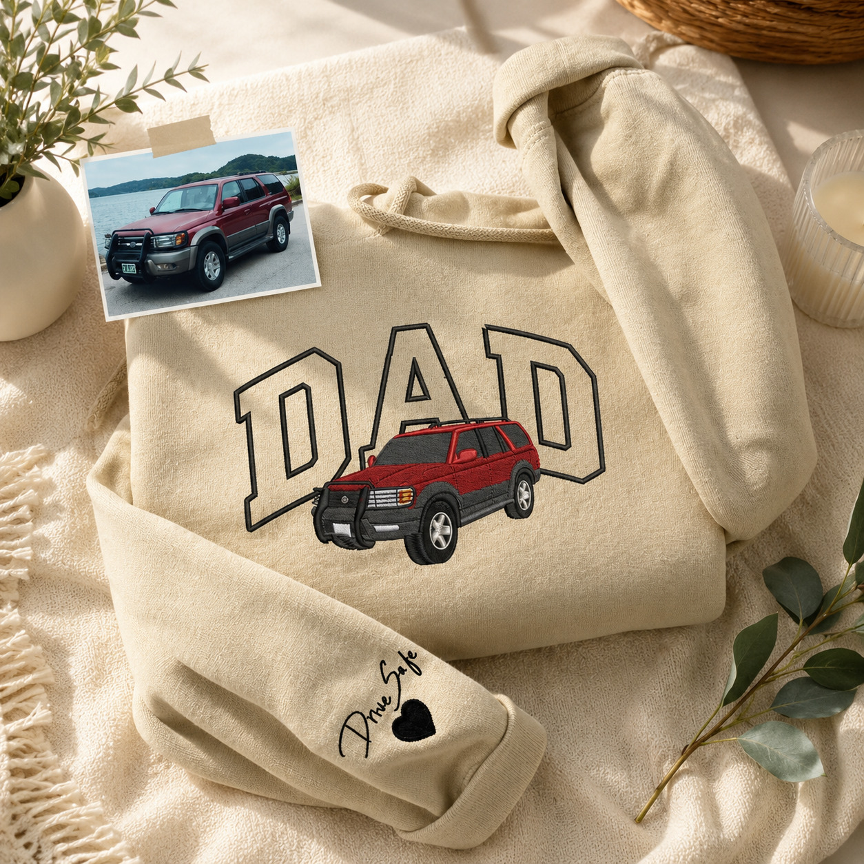 Custom Embroidered Photo Hoodie for Dad Personalized Est Year Design Sweatshirt Ideal Father's Day Gifts