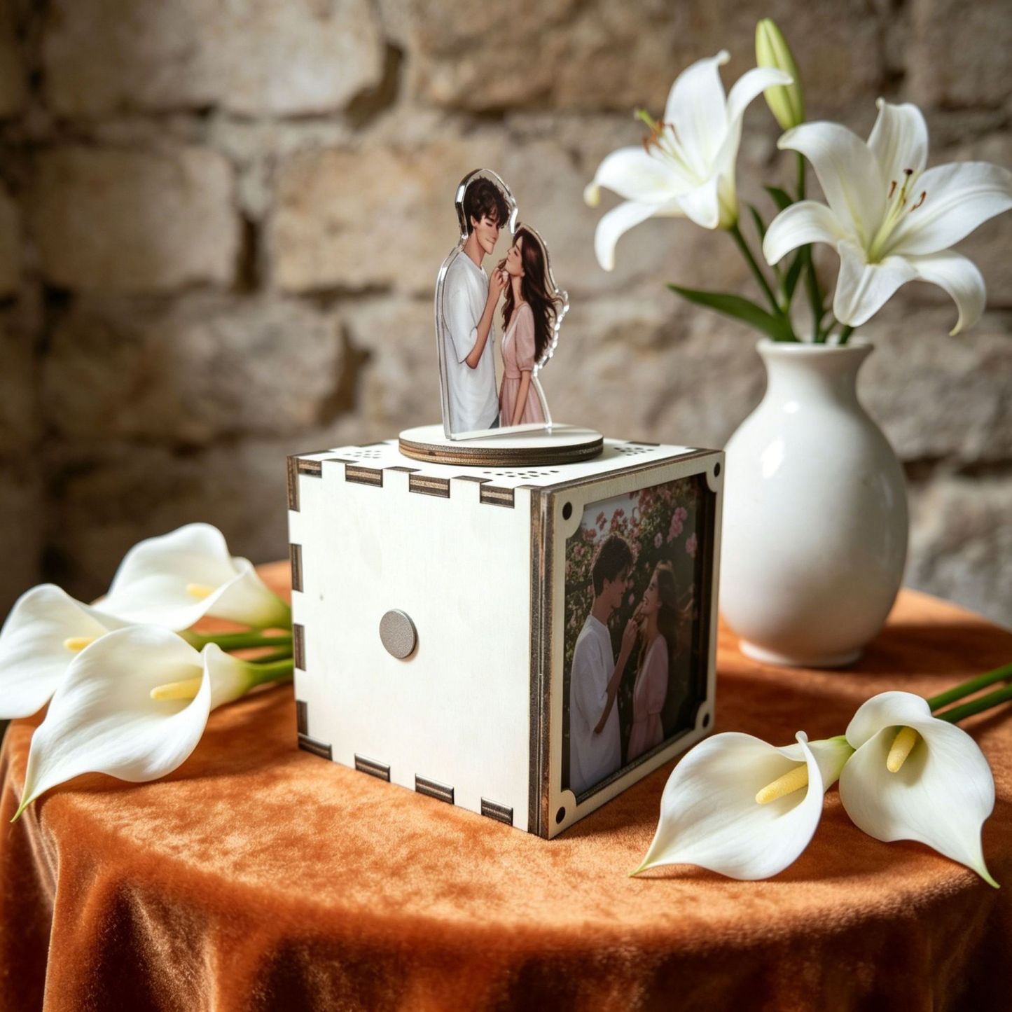 Custom Music Box with Custom Song and Picture Wooden Night Light Music Box for Couples Anniversary Gift