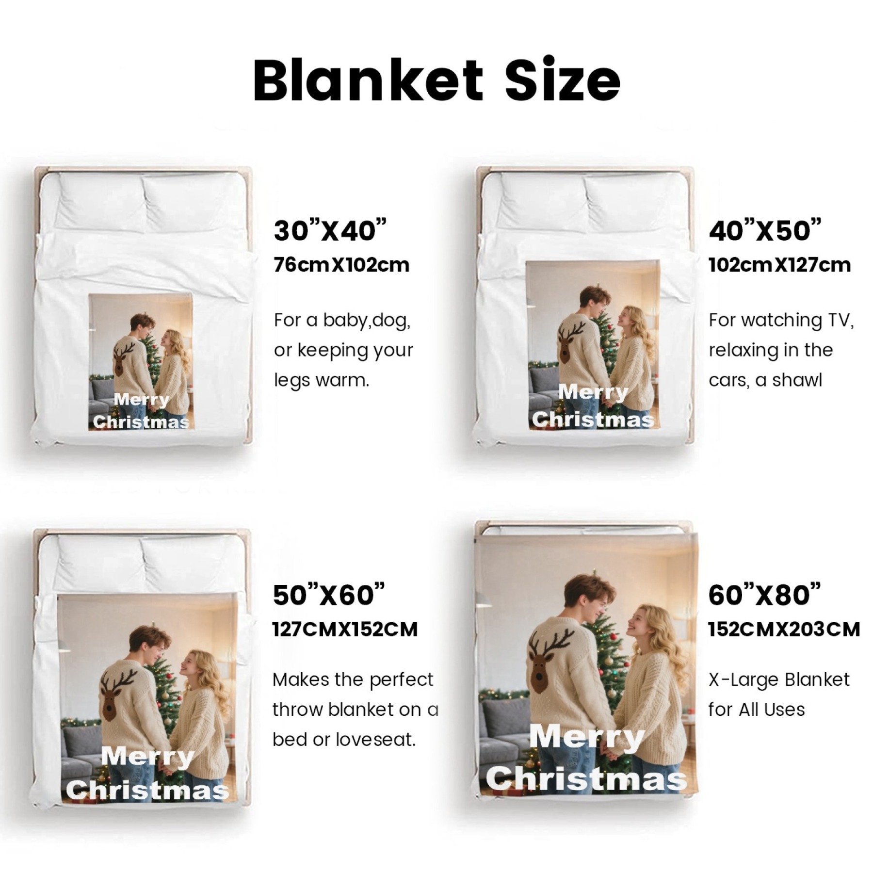 Custom Collage Photo Blanket Personalized Throw Blanket with Photos Text Christmas Gifts