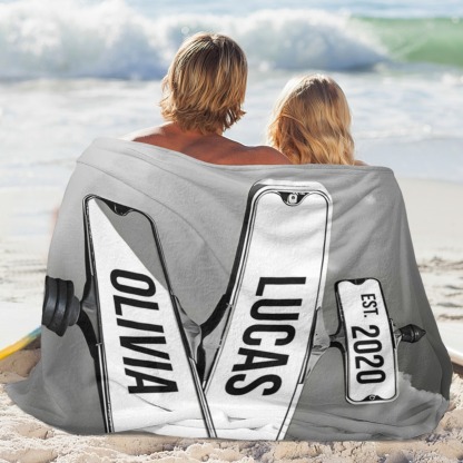 Personalized Blanket Family Names Date Of Birth Vintage Street Sign Custom Multi-Names Blanket Valentine's Day Gift