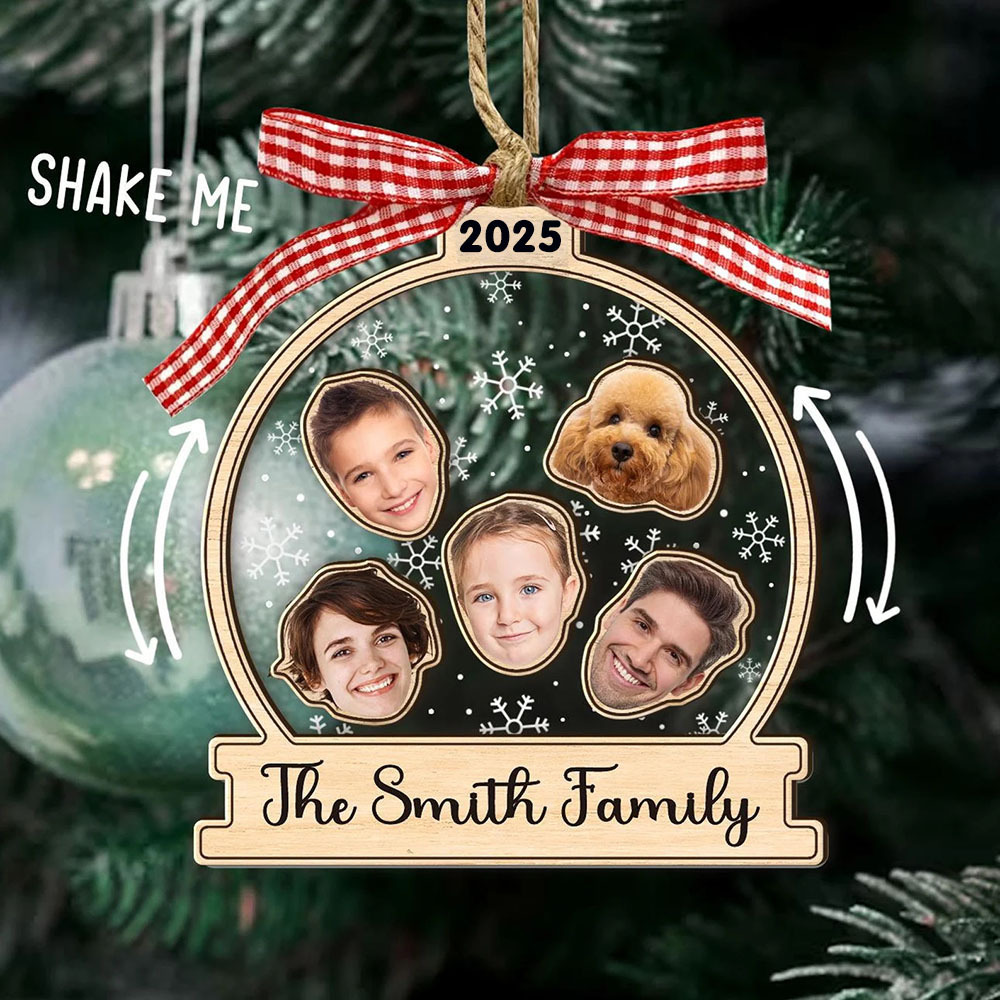 Personalized Family Face Photo 4D Shaker Ornament Santa Christmas Tree Keepsake Gift 2025