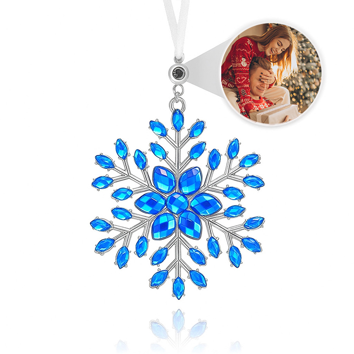 Personalized Photo Projection Ornaments with Picture Inside Multi-color Snowflake Ornaments Christmas Gifts for Family
