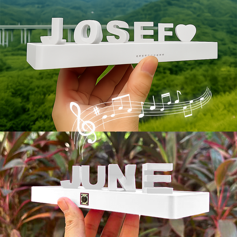 Custom Dual Name and Play Whole Song Illusion Love 3D Printed Personalized Double Flip Music Name Plate Double Sided Words Plate Valentines Gift
