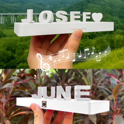Custom Dual Name and Play Whole Song Illusion Love 3D Printed Personalized Double Flip Music Name Plate Double Sided Words Plate Valentines Gift