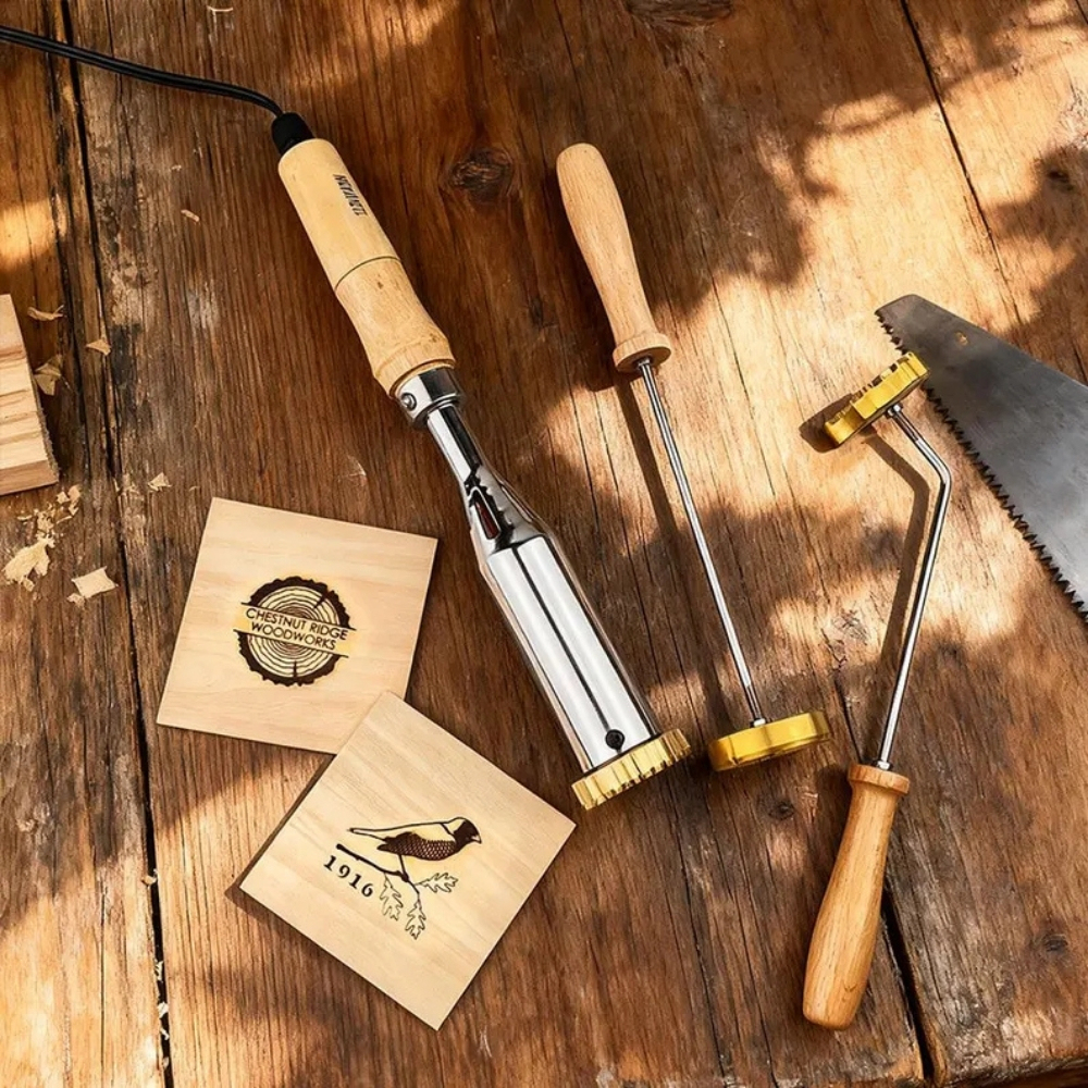 Custom Branding Iron with Logo | Electric Wood Branding Stamp or Flame Heated Branding Iron