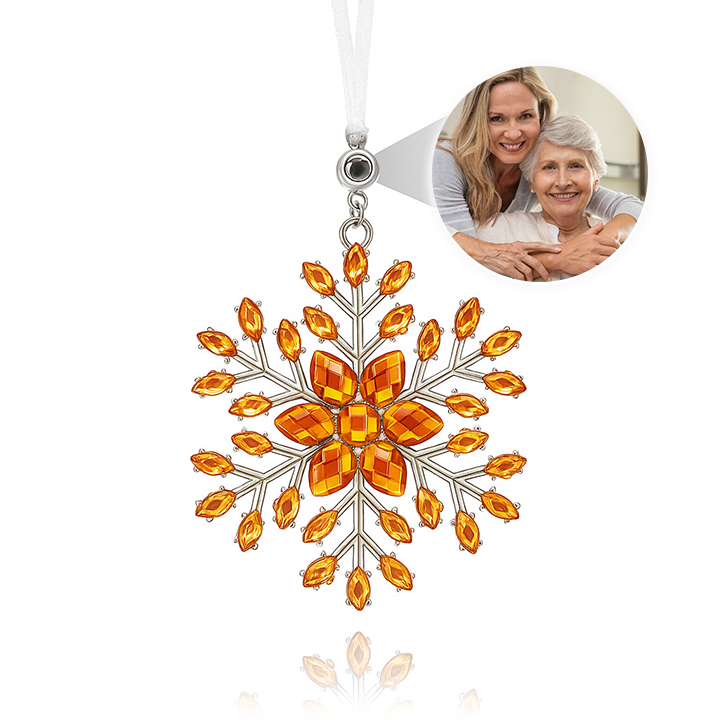 Personalized Photo Projection Ornaments with Picture Inside Multi-color Snowflake Ornaments Christmas Gifts for Family
