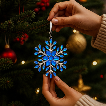 Personalized Photo Projection Ornaments with Picture Inside Multi-color Snowflake Ornaments Christmas Gifts for Family