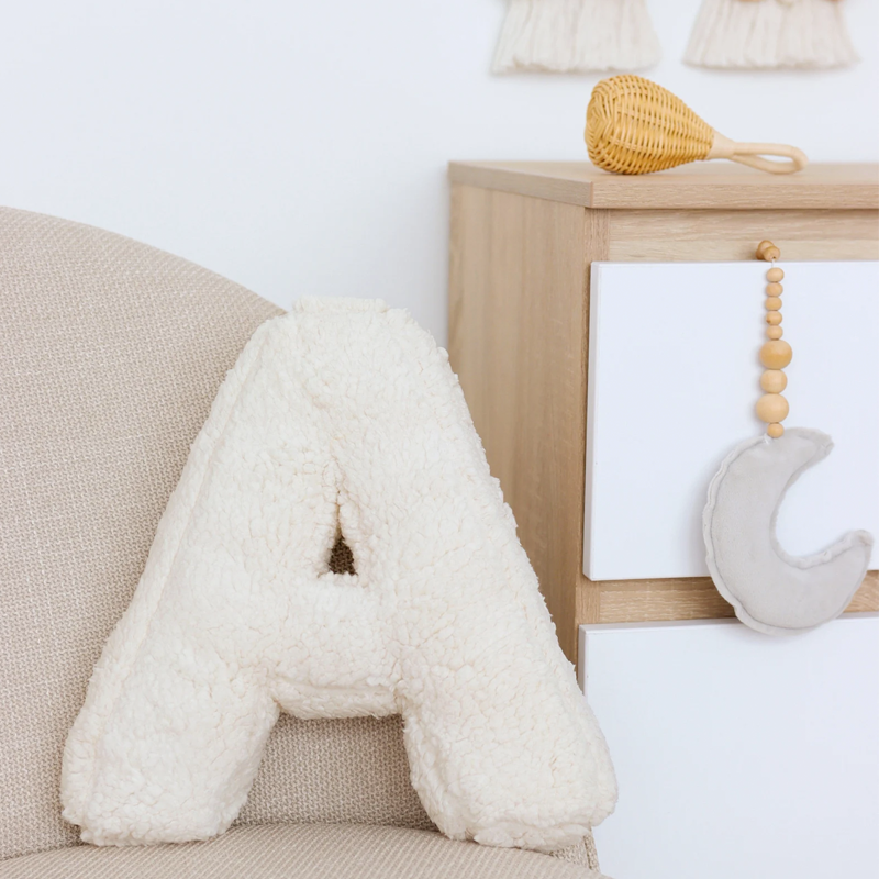 Personalized Alphabet Letter Pillow Embroidered Initial Cushion Nursery Decor Soft Sherpa Dorm Bed Pillow Baby Shower Gift