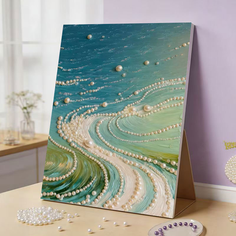 DIY Pink Castle Pearl Painting Kit - Handmade Crystal Diamond Art with Frame Beginner-Friendly Wall Decor Gift for Friends