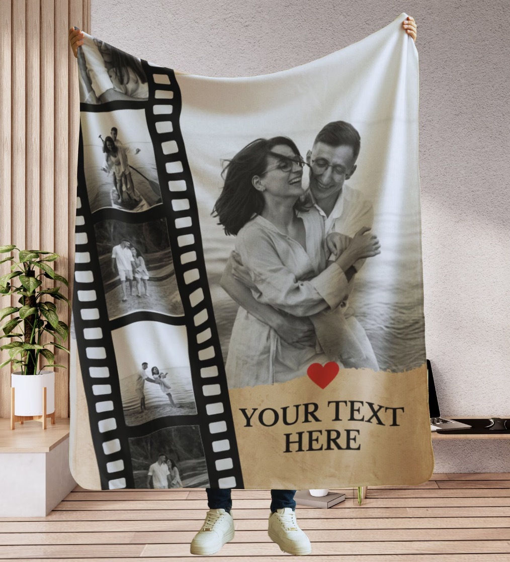 Custom Blanket with Photos Collage Personalized Throw Blanket with Photos Valentine's Day Gift